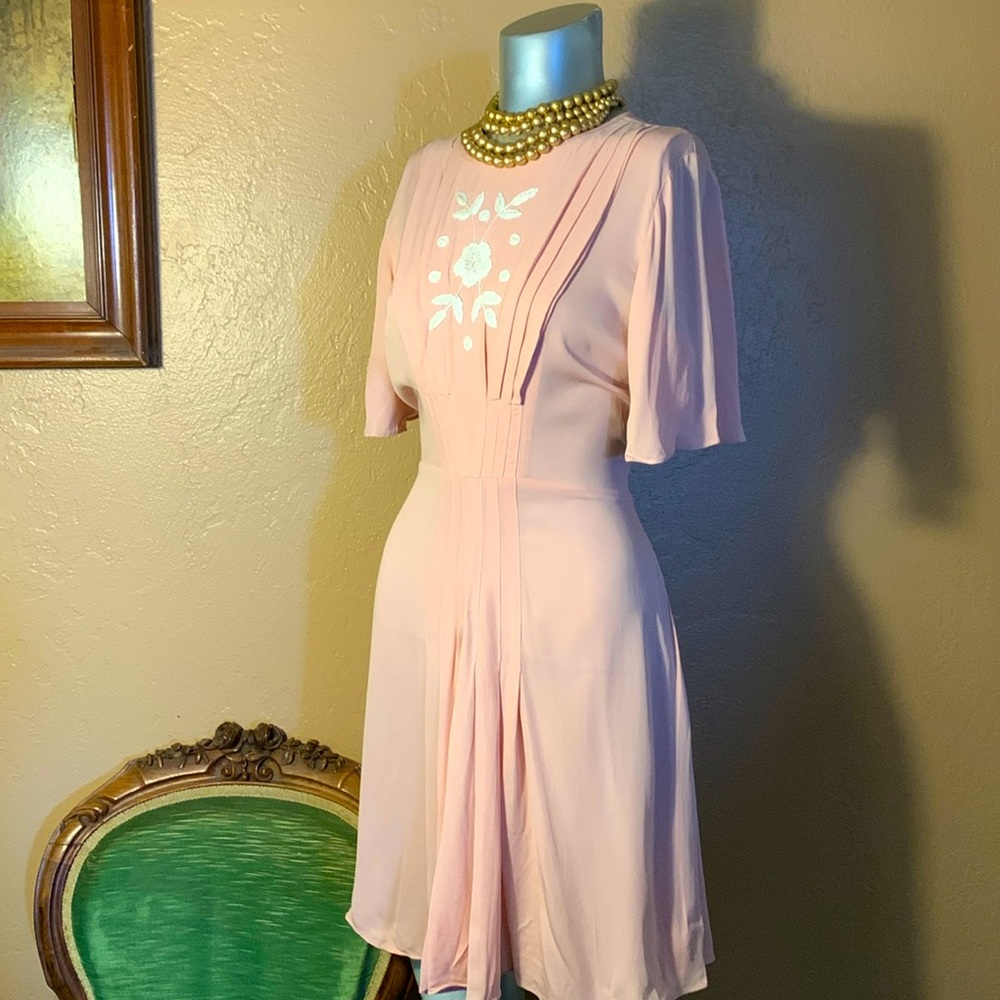 NWT By Timo Anthropologie Blush Pink Embroidered Dress.  Sz S